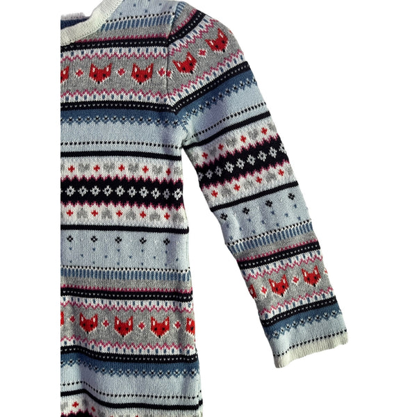 Gymboree Fox Striped Knit Sweater Dress Sz 7 Girls Long Sleeve