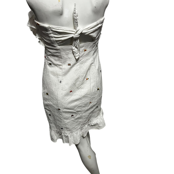Lily Pulitzer White Nautical Bow Back Corset Dress Sz 2 Womens Sleeveless Ruffle Bust