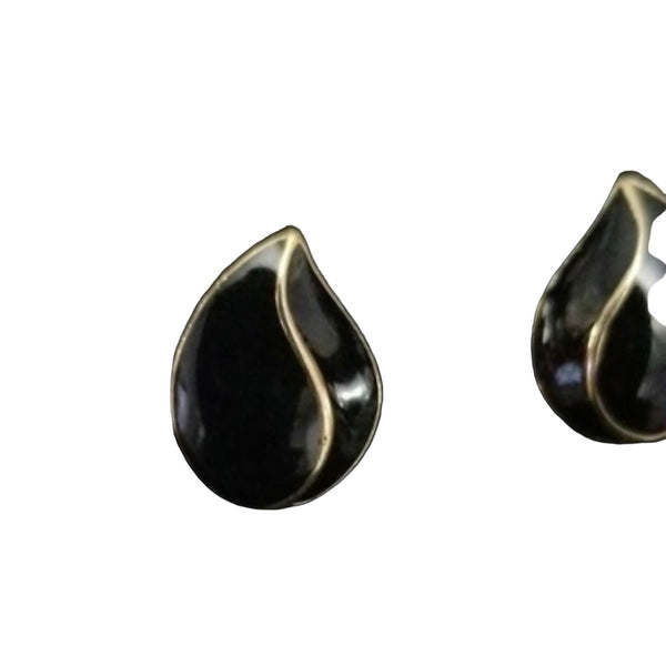 Vintage Black Tear Shaped Earrings Classic Elegant Costume Jewelry