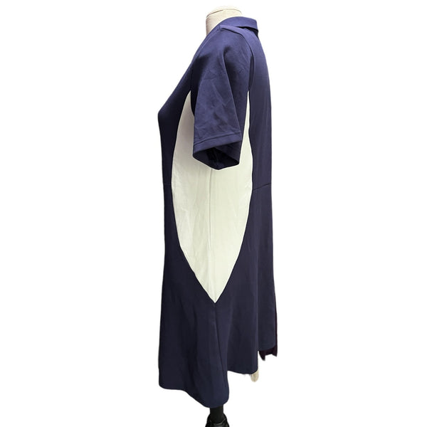 Halara NWT Collared Polo Color Block Short Sleeve Half Zip Casual Mini Dress Sz M Womens Navy Blue