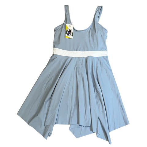 Halara NWT Softly Zero Airy Round Neckline Backless Mini Dress Sz M Womens Blue Built in Bra Sleeveless