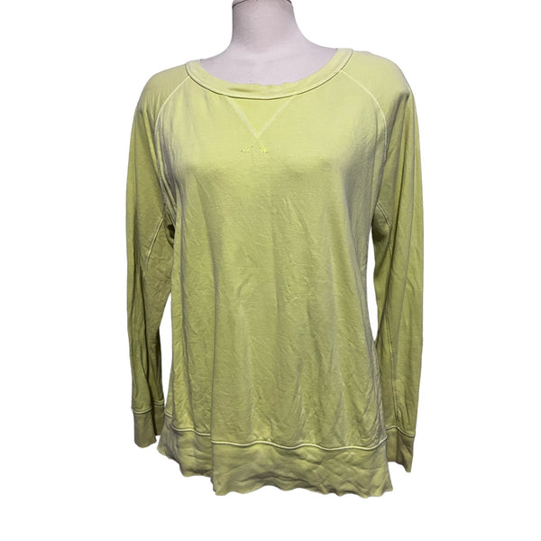 Gap Bright Yellow Cotton Crewneck Sweatshirt Sz Large Womens Long Sleeve Distressed