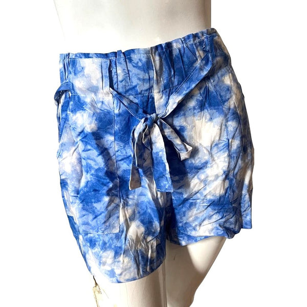 New Tie Dye Shorts from New Look Sz Small Womens Blue High Waisted w/ Pockets
