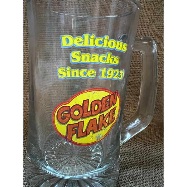Bundle of 2 Vintage Golden Flake Glass Tumbler Mugs 20 fl oz Slam Dunk