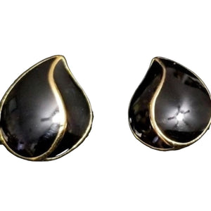 Vintage Black Tear Shaped Earrings Classic Elegant Costume Jewelry