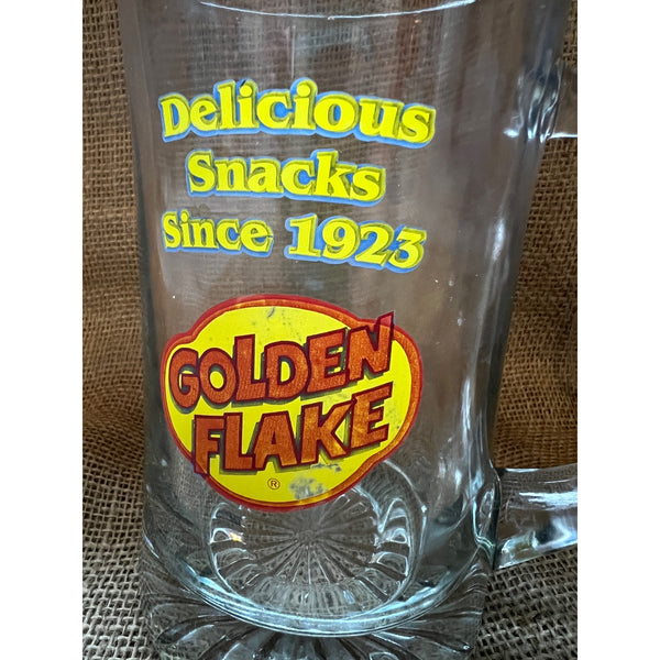 Bundle of 2 Vintage Golden Flake Glass Tumbler Mugs 20 fl oz Slam Dunk