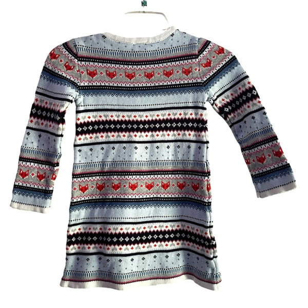 Gymboree Fox Striped Knit Sweater Dress Sz 7 Girls Long Sleeve