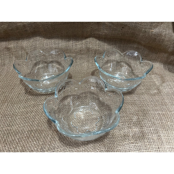 Set of 3 Vintage Pfaltzgraff USA Molded Glass Dessert Bowls 6"